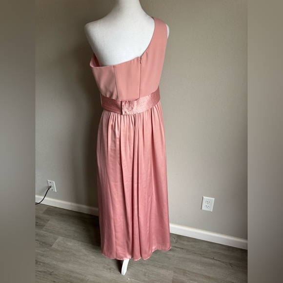 NWT White Vera Wang Ballet Pink Satin One Shoulder Bridesmaid Dress Womens 12 - Picture 5 of 9